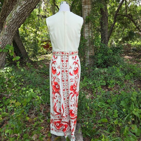 VINTAGE 1960s ALFRED SHAHEEN 2 PIECE JACKET MAXI PAINTED HAWAIIAN DRESS Size 12 - Picture 8 of 16